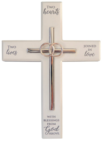 Wall Cross-Two Hearts w/Blessings From God (7