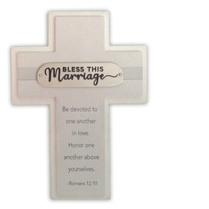 Cross-Wedding-Fabric Wrapped-Bless This Marriage (5" x 7 1/2")