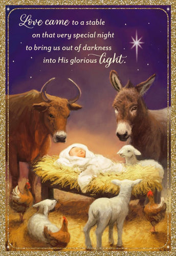 Card-Boxed-Christmas-Animals At Manager With Jesus (Box Of 18) (2024)
