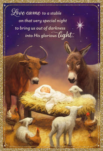 Card-Boxed-Christmas-Animals At Manager With Jesus (Box Of 18) (2024)