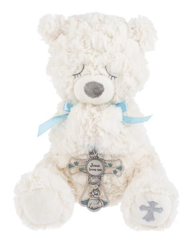 Plush-Serenity Bear With Crib Cross-Blue (11