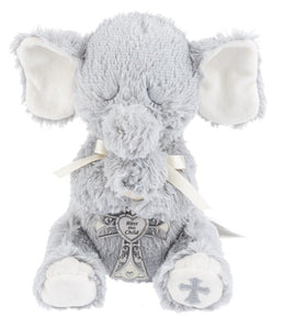 Plush-Serenity Elephant With Crib Cross-Gray (11")