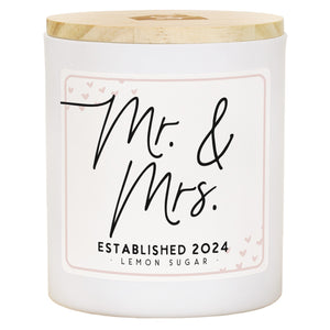 Candle-Lemon Sugar-Mr. & Mrs. Established 2024 (11 Oz Soy w/2 Wicks)