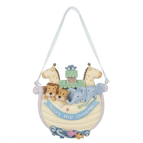 Ornament-Baby's First Christmas-Noah's Ark (3.75
