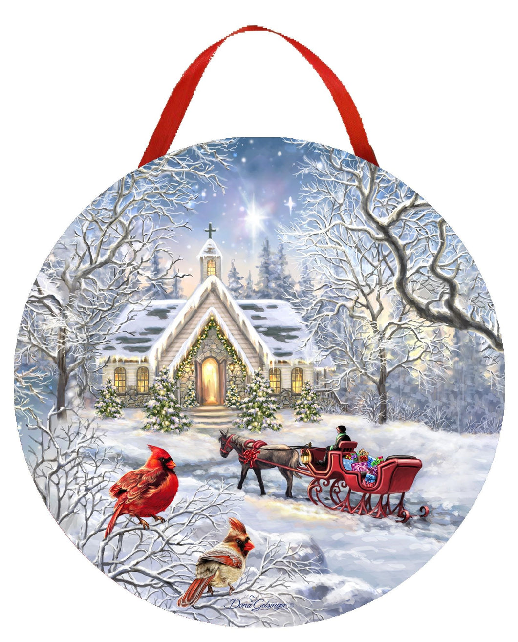 Ornament-Canvas-LED Sleigh Ride (4.75