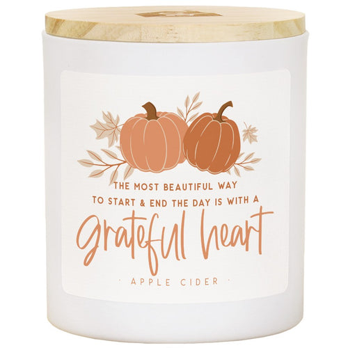 Candle-Grateful Heart Pumpkin-Apple Cider Scent (3.5 x 4.25)