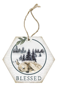 Ornament-Honeycomb-Blessed Deer (6.875 x 4.5)