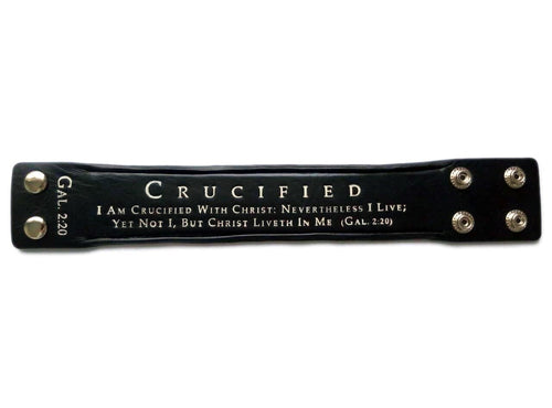 Bracelet-Black Leather-Crucified With Christ (Mens) (9