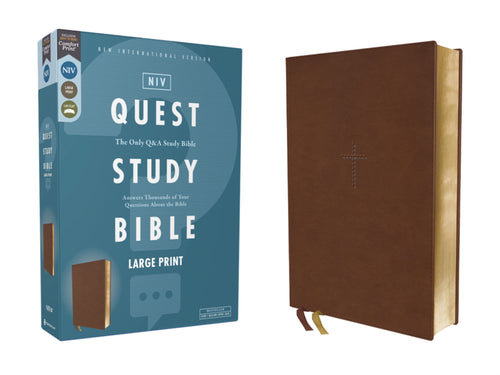 NIV Quest Study Bible/Large Print (Comfort Print)-Brown Leathersoft