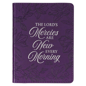 Journal Handy Faux Leather-Purple His Mercies Lam. 3:22-23