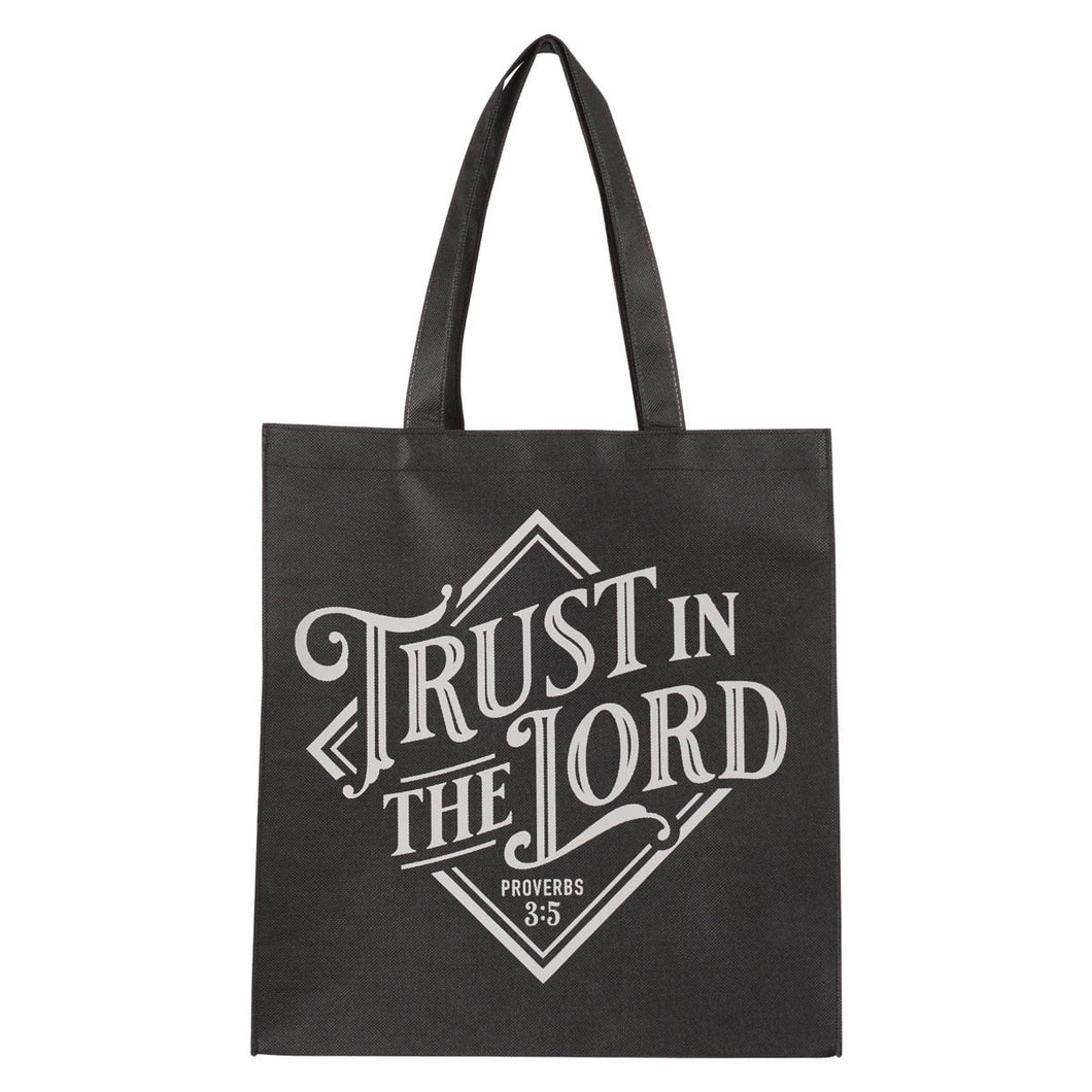 Tote Bag-Trust In The Lord Reusable Non-Woven (Proverbs 3:5)-Black