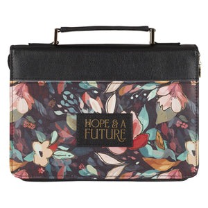 Bible Cover-Hope & A Future (Jeremiah 29:11)-Botanical Midnight Faux Leather Fashion-Medium