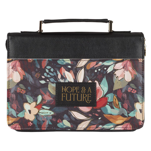 Bible Cover-Hope & A Future (Jeremiah 29:11)-Botanical Midnight Faux Leather Fashion-XLarge