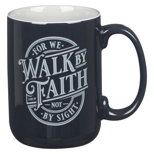Mug-Walk By Faith (2 Corinthians 5:7)-Navy (MUG1133)
