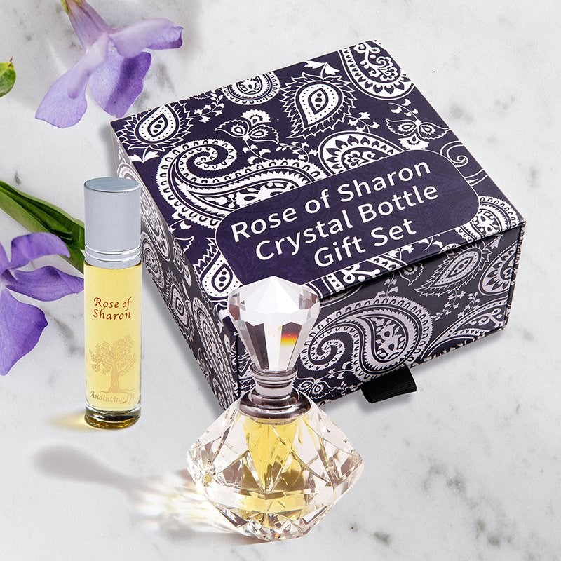 Anointing Oil-Rose Of Sharon Crystal Bottle Gift Set (#61154)