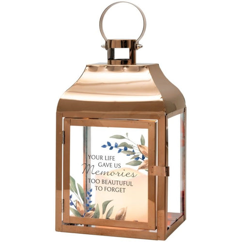 Lantern w/ Flameless LED Candle & Timer-Memories (12 1/4