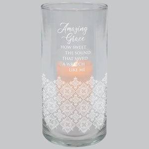 Hurricane Candle-Flameless Flicker-Amazing Grace w/ Timer (7.25" x 3.5") (Pack Of 2)