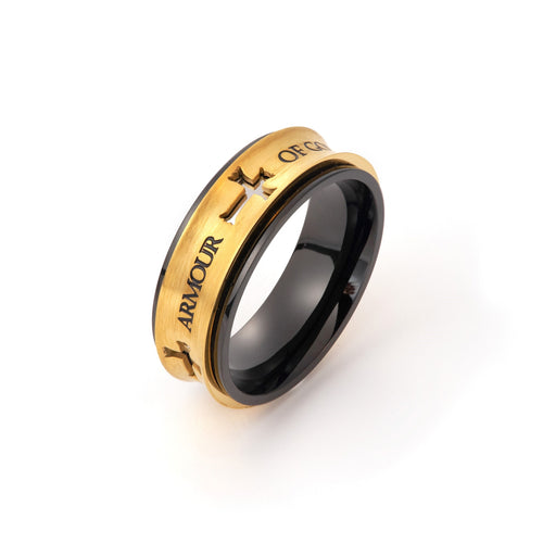 Ring-4 Cross Spinner-Armour Of God (Size 8)-Gold