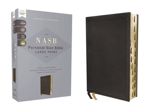 NASB 1995 Personal Size Large Print Bible (Comfort Print)- Black Calfskin Genuine Leather Indexed
