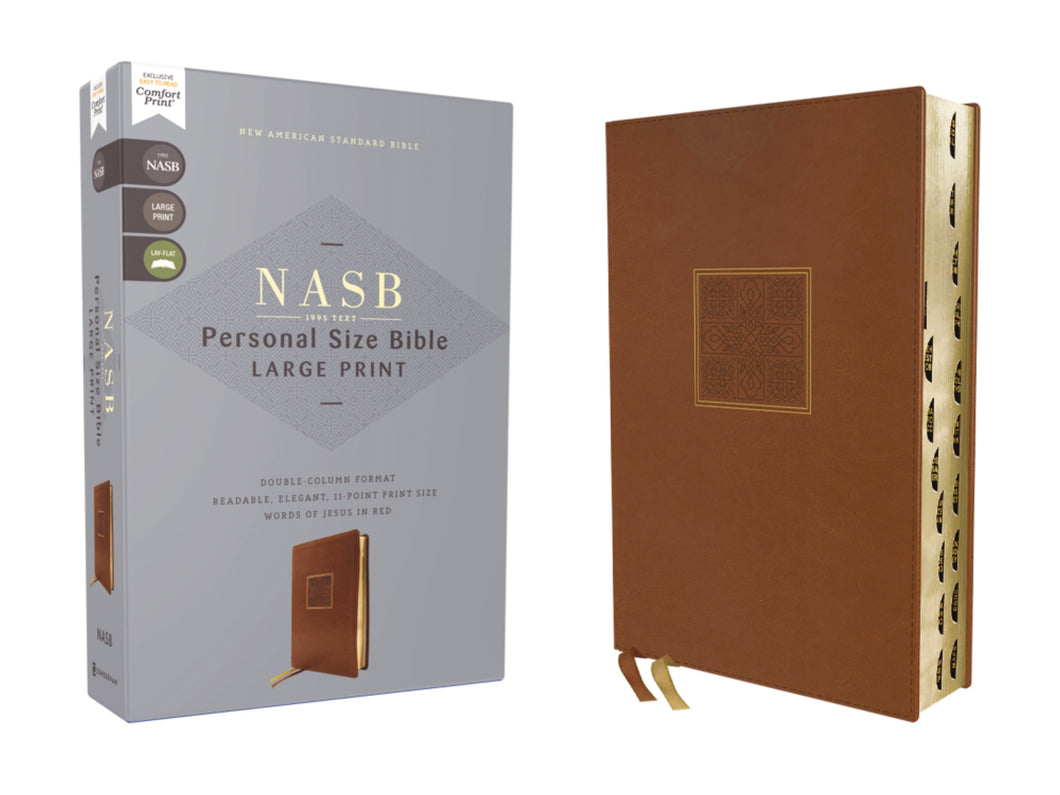 NASB 1995 Personal Size Large Print Bible (Comfort Print)-Brown Leathersoft Indexed