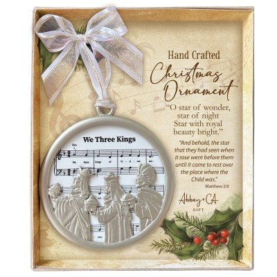 Ornament-Three Kings w/We Three Kings Music-Gift Boxed (3.5