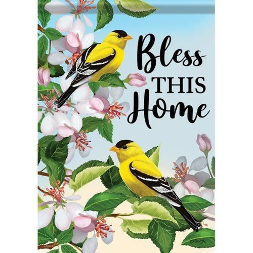 Flag-Garden-Dura Soft-Bless This Home/Goldfinches (12.5