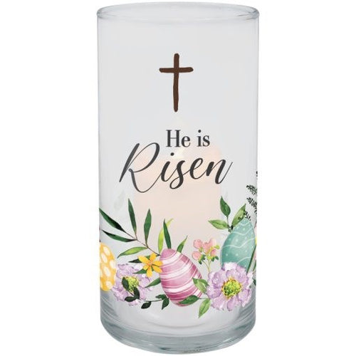 Hurricane Candle-Flameless Flicker-He Is Risen w/ Timer (7.25