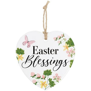 Ornament-Stoneware Heart-Easter Blessings (4") (Pack Of 6)