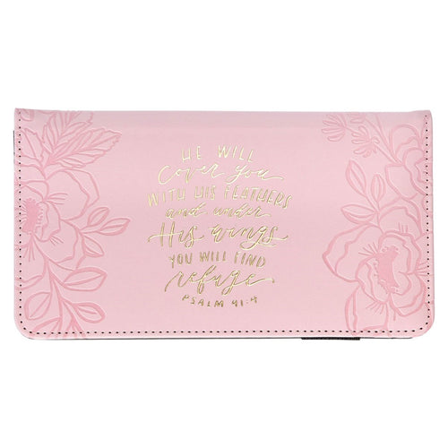 Checkbook/Wallet-He Will Cover You Ps. 91:4-Pink                                                                        