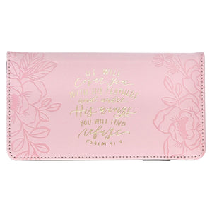 Checkbook/Wallet-He Will Cover You Ps. 91:4-Pink                                                                        