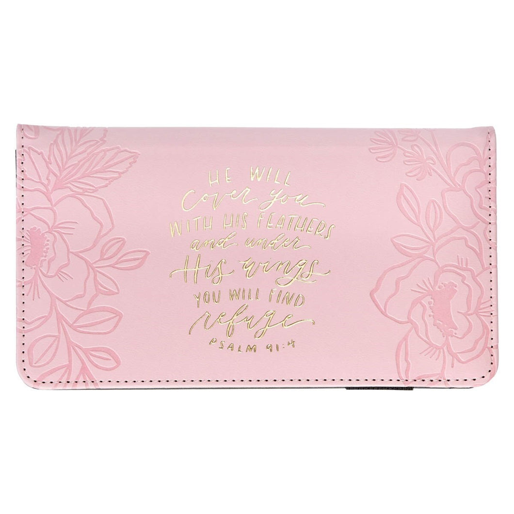 Checkbook/Wallet-He Will Cover You Ps. 91:4-Pink                                                                        