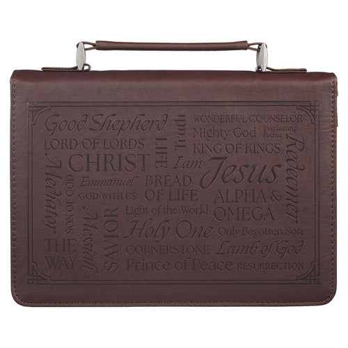 Bible Cover-Classic-Names Of Jesus Isa. 9:6-Brown-LRG                                                                   
