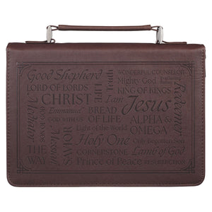 Bible Cover-Classic-Names Of Jesus Isa. 9:6-Brown-LRG                                                                   