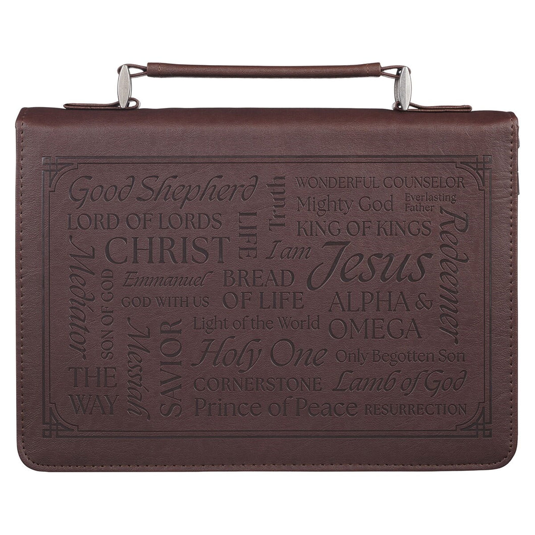 Bible Cover-Classic-Names Of Jesus Isa. 9:6-Brown-LRG                                                                   