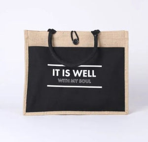 Jute Tote-It Is Well (18" x 13.5" x 5")                                                                                 