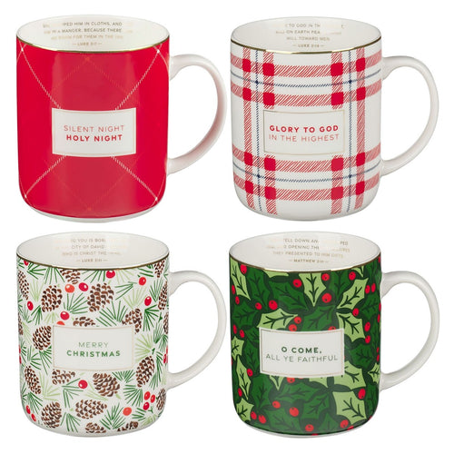 Mug Set-Christmas Plaid (Set Of 4) (MUGS59)                                                                             