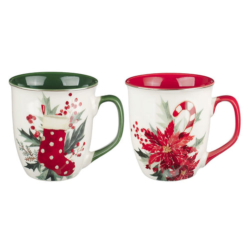 Mug Set-Christmas Time Berries (Set Of 2) (MUGS61)                                                                      