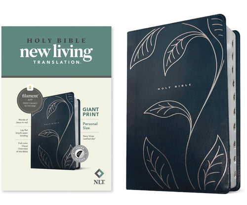 NLT Personal Size Giant Print Bible  Filament Enabled Edition-Navy Vines Leatherlike Indexed                            