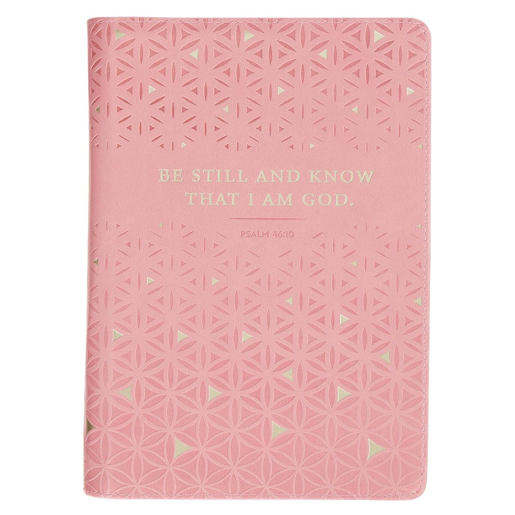 Journal Classic W/ Zip-Be Still & Know Ps. 46:10-Pink                                                                   