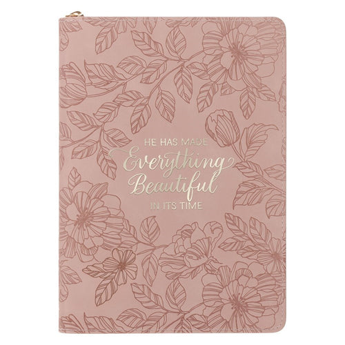 Journal Classic W/ Zip-Everything Beautiful Ecc. 3:11-Pink                                                              