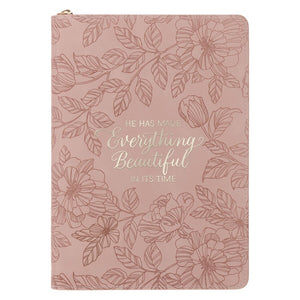 Journal Classic W/ Zip-Everything Beautiful Ecc. 3:11-Pink                                                              
