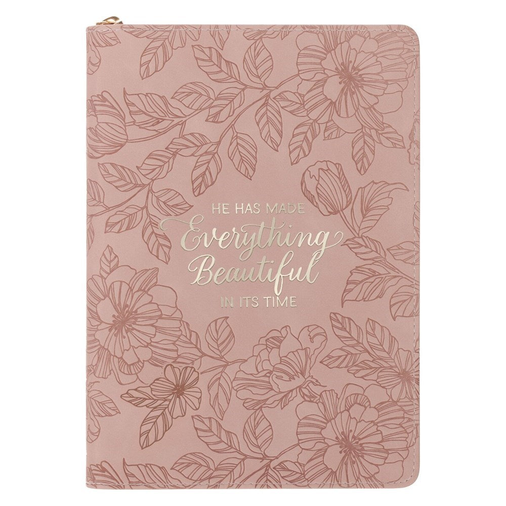 Journal Classic W/ Zip-Everything Beautiful Ecc. 3:11-Pink                                                              
