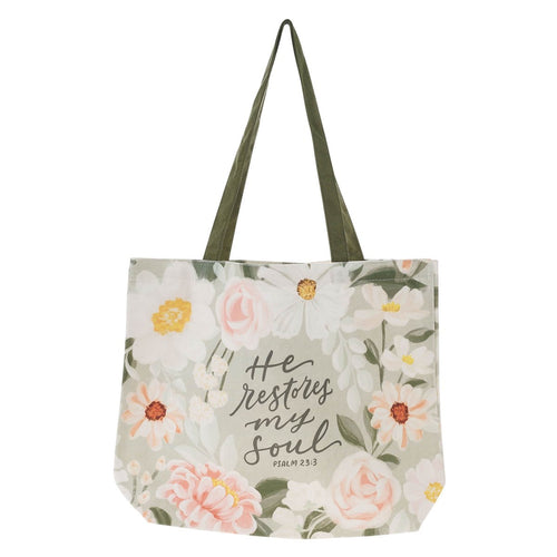 Canvas Tote Bag-He Restores My Soul                                                                                     