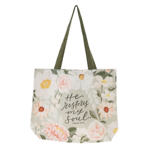 Canvas Tote Bag-He Restores My Soul                                                                                     