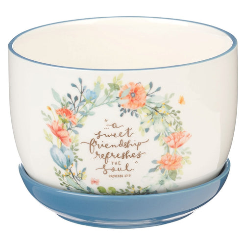 Planter Pot w/ Saucer-Sweet Friendship                                                                                  