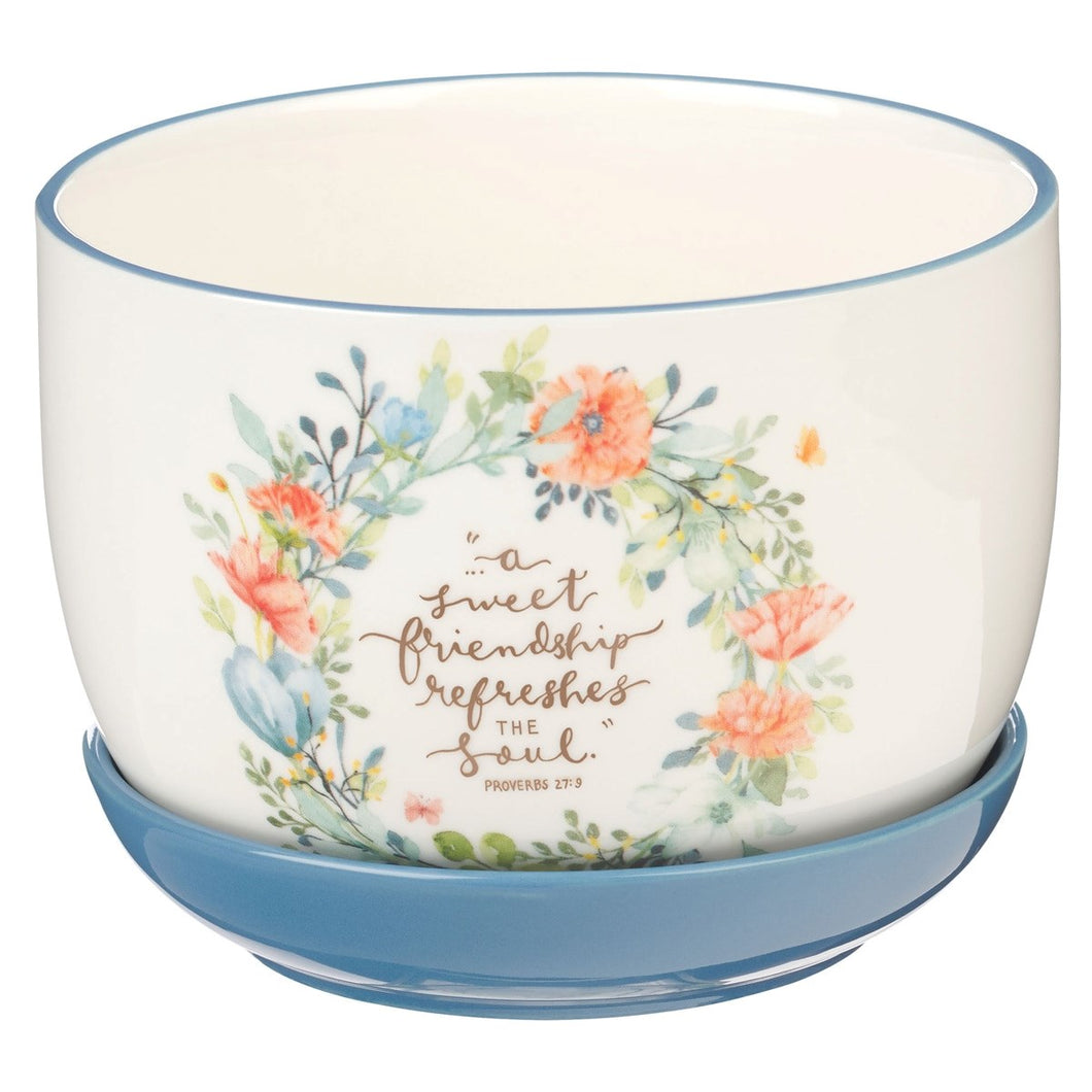 Planter Pot w/ Saucer-Sweet Friendship                                                                                  