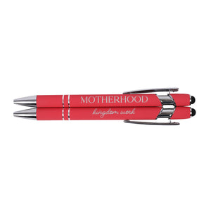 Soft Touch Gift Pen-Motherhood Is Kingdom Work-Orange                                                                   