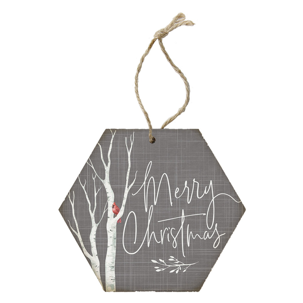 Honeycomb Ornament-Merry Christmas Cardinal (4.5