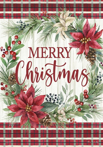 Flag-Garden-Durasoft-Poinsettia Wreath (12.5