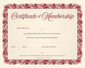 Certificate-Certificate Of Membership (1 Corinthians 12:27  NIV) (Parchment) (Pack Of 6)                                